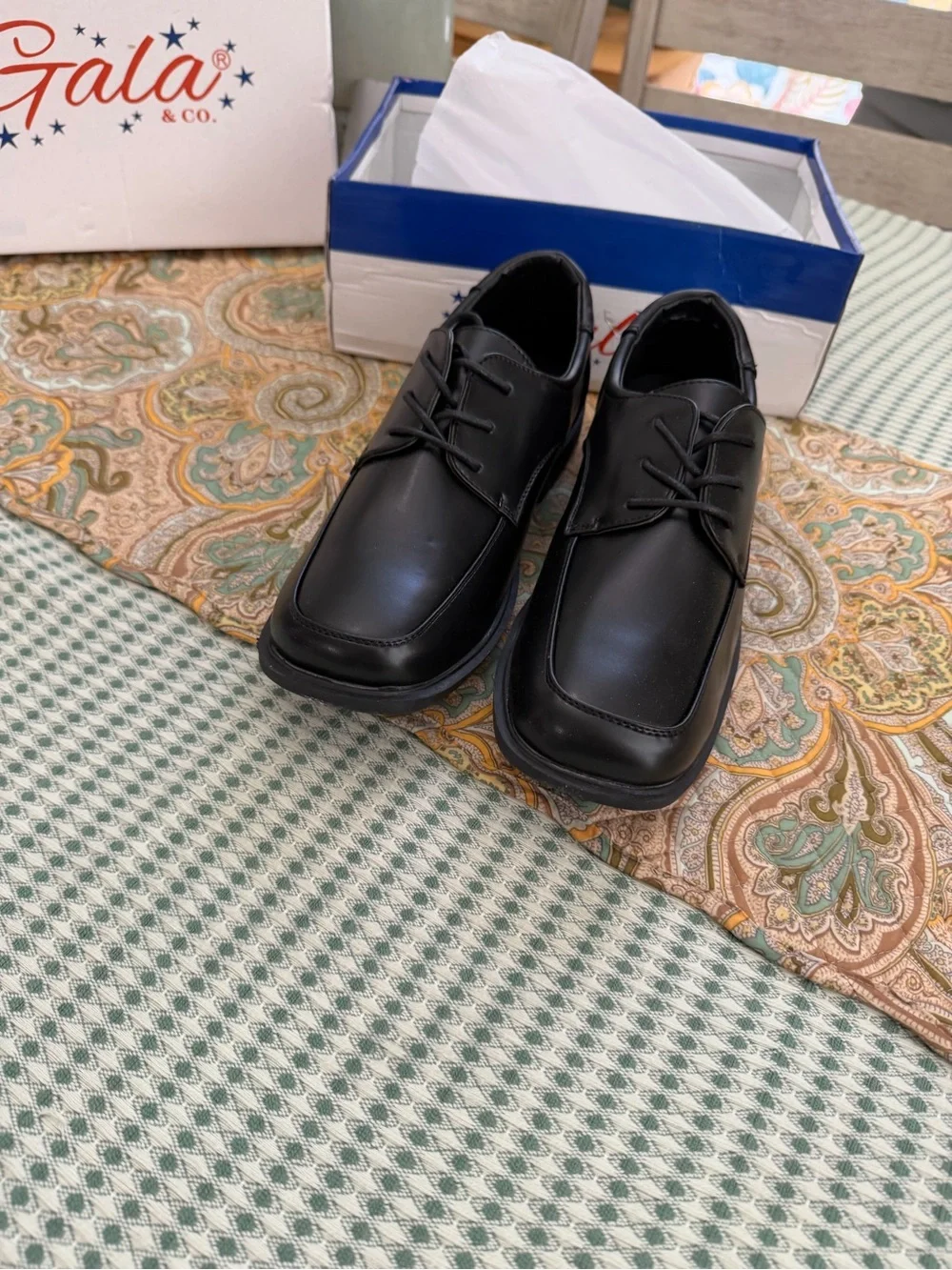 New Boy’s Dress Oxford Lace-Up Formal Shoes Sz 8 NIB Black Gala & Co